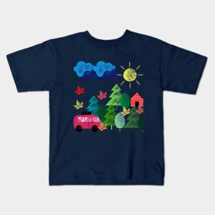 Red bus coming home Kids T-Shirt